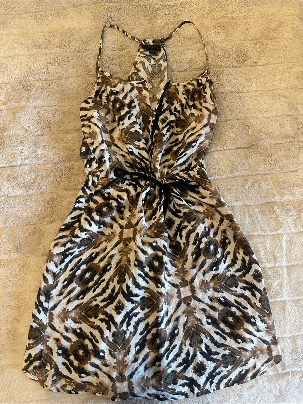 Cynthia Rowley One-Shoulder Animal Print Dress in Brown, Black, White